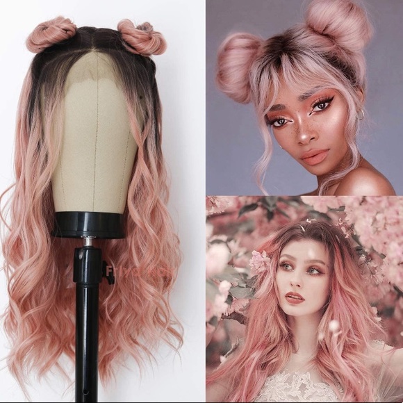 22” PINK BODY WAVY LACE FRONT WIG*NEW*